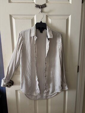 Rachel Zoe White Shirt with Black Pinstripes